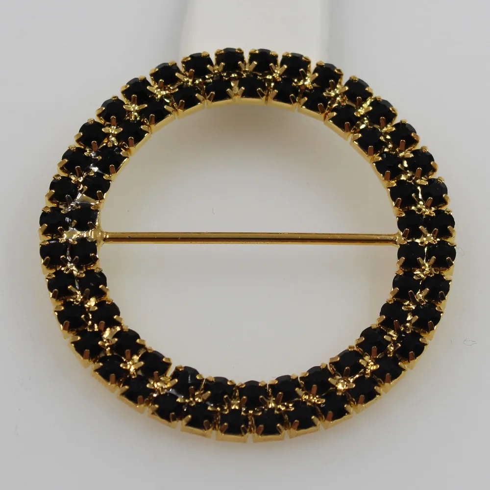 

2018 New 20pcs 50mm top quality golden Rhinestone Buckle Diamante Slider Two Row Round Circle Wedding Invitation card Decoration