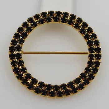 

2018 New 20pcs 50mm top quality golden Rhinestone Buckle Diamante Slider Two Row Round Circle Wedding Invitation card Decoration