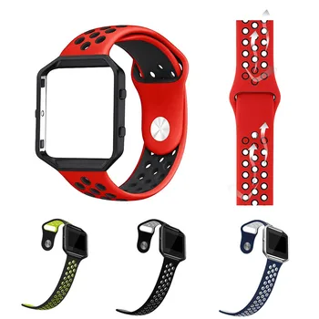 

Sport Silicone Bracelet Soft Rubber Watch Band with Ventilation Holes and Stainless Steel Frame for Fitbit Blaze
