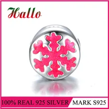 Подлинная 925 пробы серебро зима снежинки-Подвески Бусины Fit Европейский браслет Кулон Античный DIY ювелирные украшения Бусины