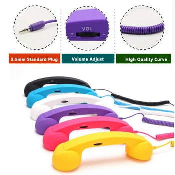 

3.5mm Telephone Handset Volume Adjustment Cell Phone Receiver Microphone Earphone for iPhone Samsung With Retial Package Red