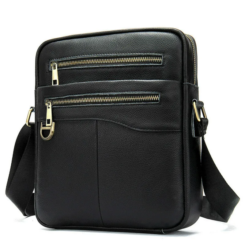 Повседневный мужской портфель из воловьей кожи, деловая сумка, Мужская винтажная сумка-мессенджер, маленькие сумки через плечо, сумки через плечо для мужчин - Цвет: black