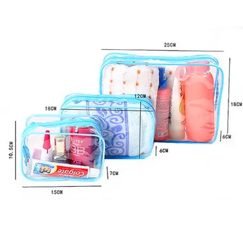 

Travel PVC Cosmetic Bags Simple Transparent Clear Zipper Makeup Bags Organizer Toiletry Storage Cases Bath Wash Pouch Tote