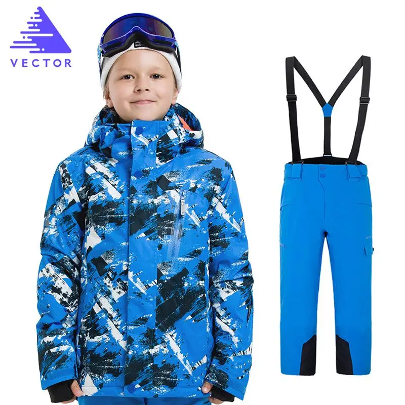 Outdoor Boys Skiing Snowboarding Clothing Waterproof Jacket + Pants