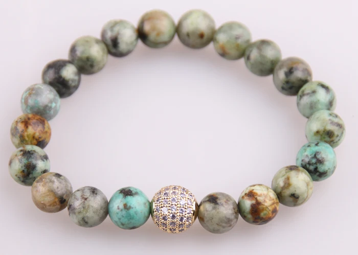 

Hot Sale Jewelry Micro Zircon Pave Ball African Stone Bracelet