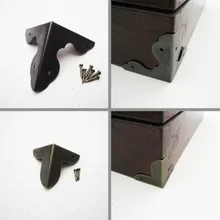 12X антикварная черная деревянная коробка для ювелирных изделий, коробка для вина, Подарочная коробка, Угловой протектор с гвоздями