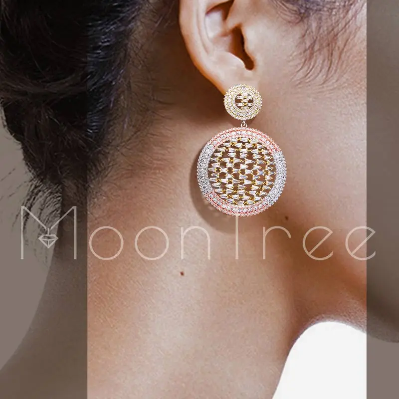 

MoonTree Luxury Big Delicate Drop Earrings For Women Engagement Wedding Jewelry Large Cubic Zircon Copper Dangle Earring Aretes