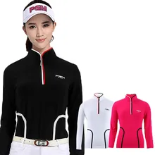 Для женщин с длинным рукавом Гольф рубашка стоя рубашка с воротником