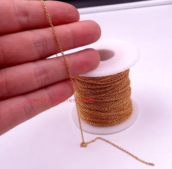 

Lot 10meter Thin tiny 1.5mm Stainless Steel Gold Smooth Oval Link Chain Jewelry Finding /Marking Chain DIY Jewelry