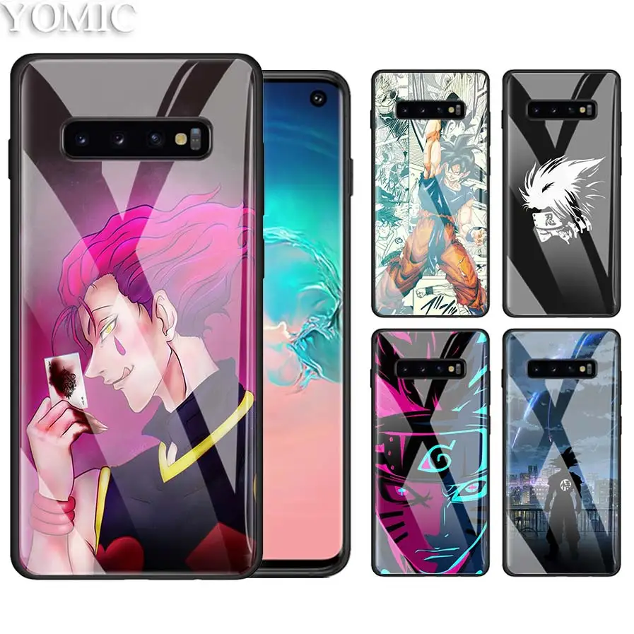 

Tempered Glass Case for Samsung Galaxy A50 A30 S10e S9 S8 S10 Plus Note 9 10 Hot Sale Phone Cover Bags Naruto Goku Hisoka Anime
