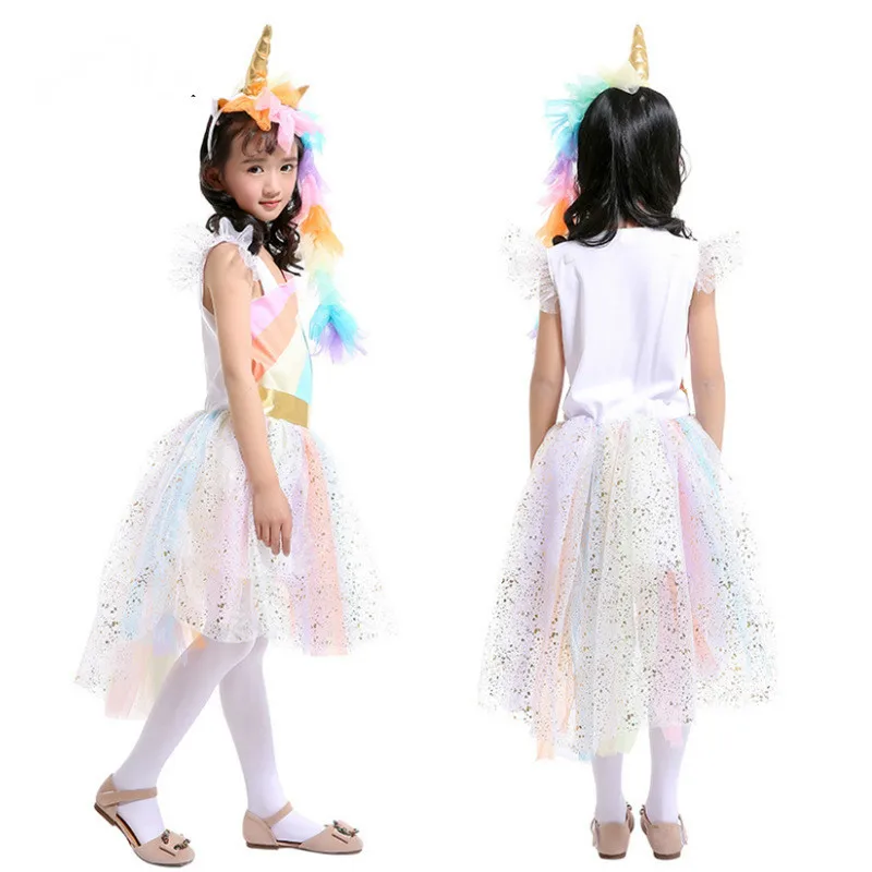 grieta de primera categoría lago Disfraz de unicornio rosa para niños, vestido de unicornio arcoíris, tutú  de cosplay, disfraces de fantasía para cumpleaños y halloween para niñas -  AliExpress Novedad y uso especial