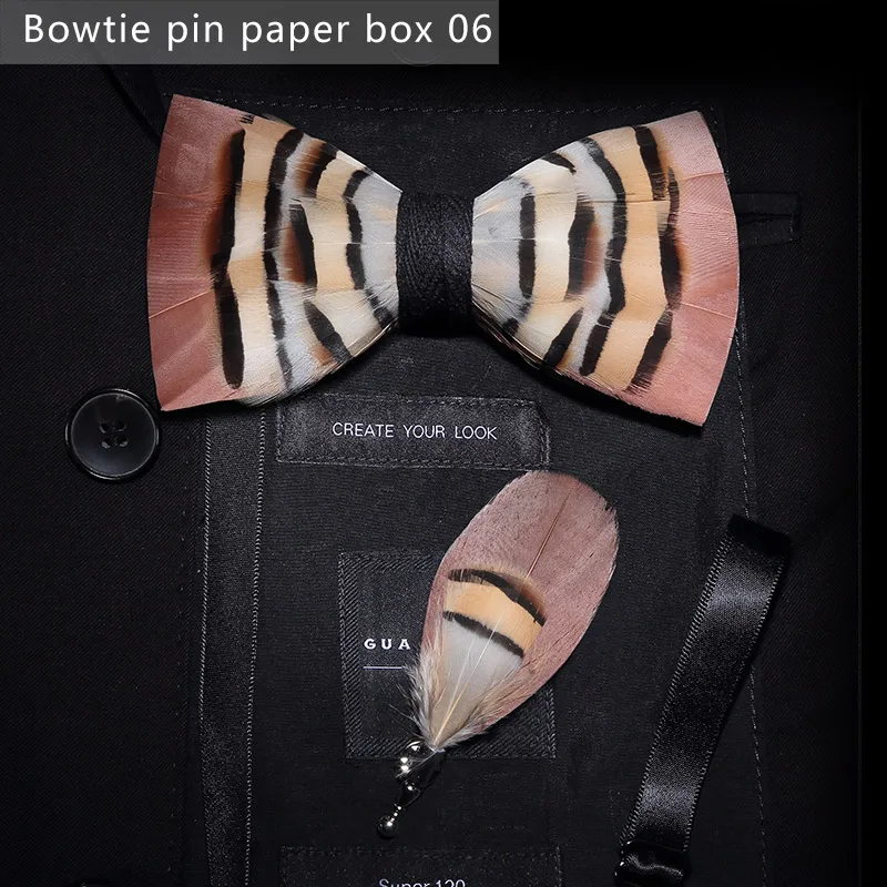 Bowtie pin paperbox6 JEMYGINS, дизайн, галстук-бабочка, перо, бант, изысканная ручная работа, Мужская брошь для галстука-бабочки, деревянная булавка, подарочный набор, Свадебная вечеринка - Цвет: Bowtie pin paperbox6