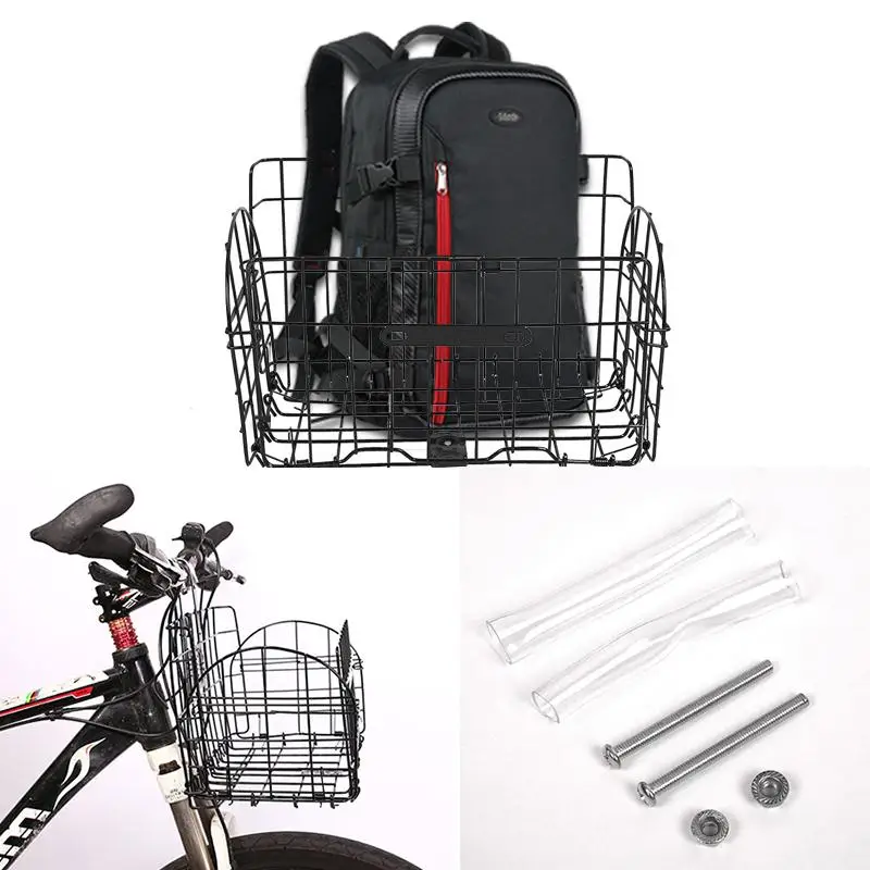 

Outdoor Cycling Foldable Bike Bag Bike Front Handlebar Bar Rear Basket Iron Bag Holder Front Frame Bicycle Bag Accessories