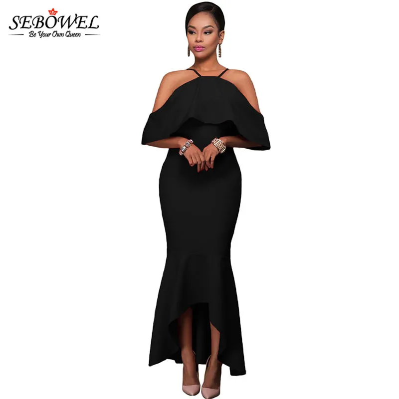 Black-Ruffled-Sleeves-High-low-Hem-Party-Maxi-Dress-LC61456-2-1