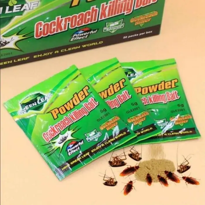 10 Packs Green Leaf Powder Cockroach Killer Bait Repeller Killing Trap Pest Control LE66