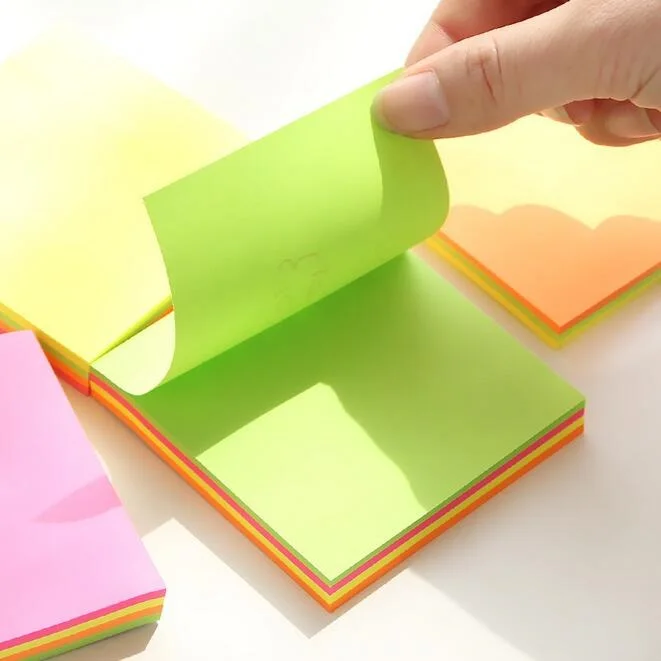 Hot selling fun creative retro promotion kawaii novelty Rainbow Fluorescent colors Memo Pad