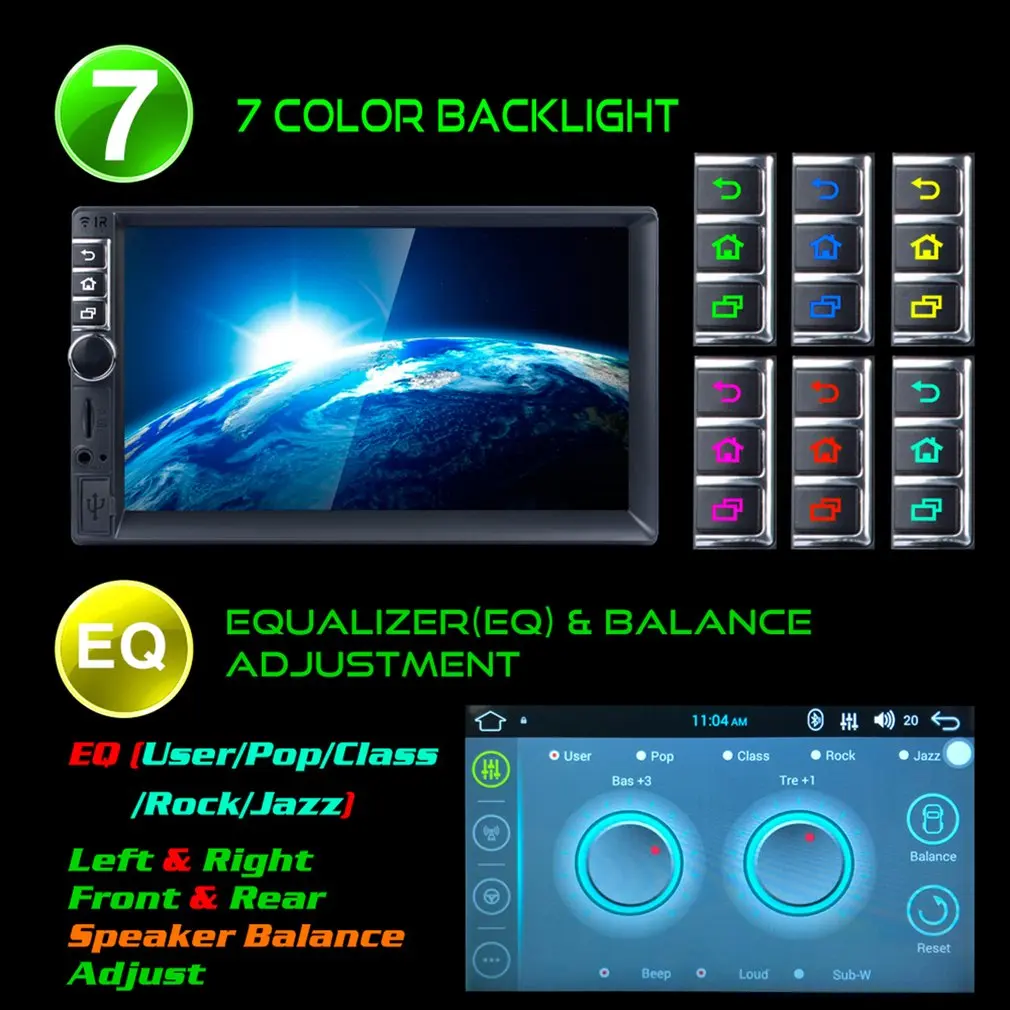 

7740 2 Din Car MP4/MP5 Player 7inch Touch Screen With Radio GPS Function SD USB AUX Rear View Steer Wheel Control Car Player