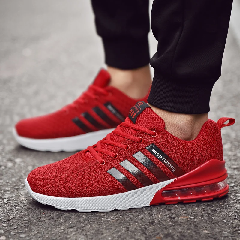 

Air Cushion Running Shoes for Men Damping Breathable Mesh Sneakers Men's Trainers Soft Athletic Sport Shoes Lace up Plus Size