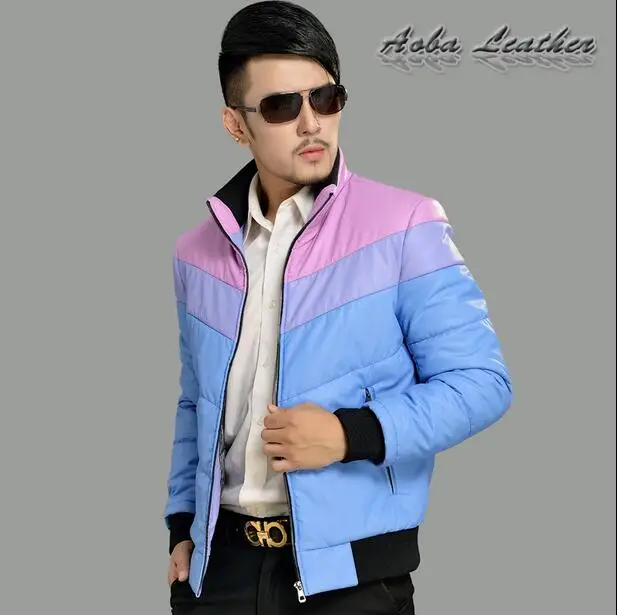 Cheap Hot sell ! 2016 winter jackets mens mixed colors slim stand collar men's short leather down coat fashion thicken modern urban