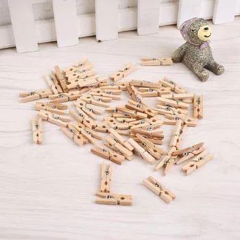 

50pcs Mini Natural Wooden Clothes Photo Paper Clothespin Craft Clips 25mm Home Wooden Clothes Spring Clips