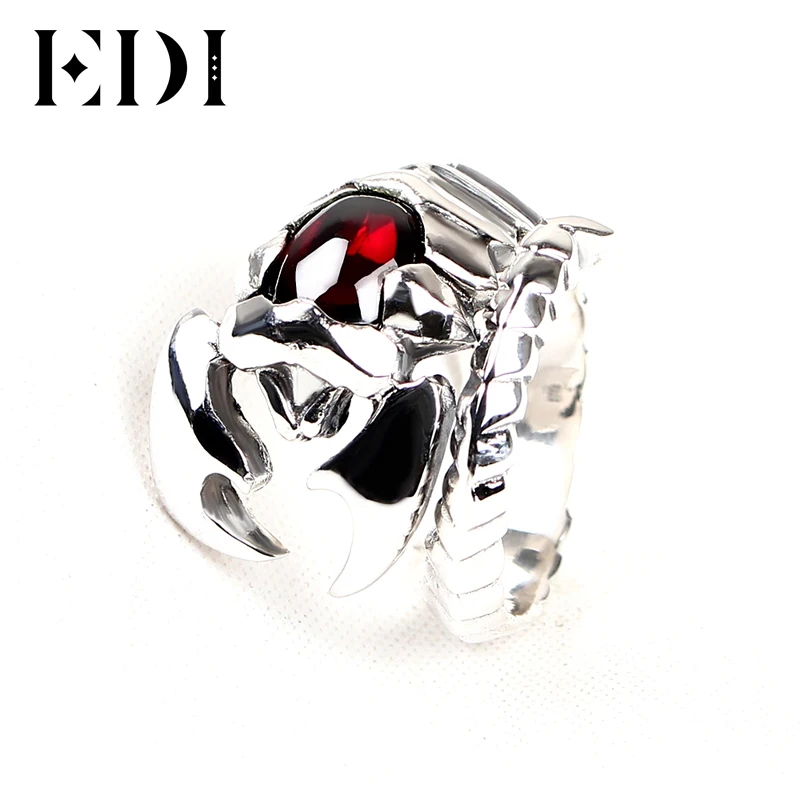 

EDI Vintage 925 Sterling Silver Scorpion Silver Rings Punk Cool Exaggerated Personalized Stone Man'S Ring Opening For Jewelry