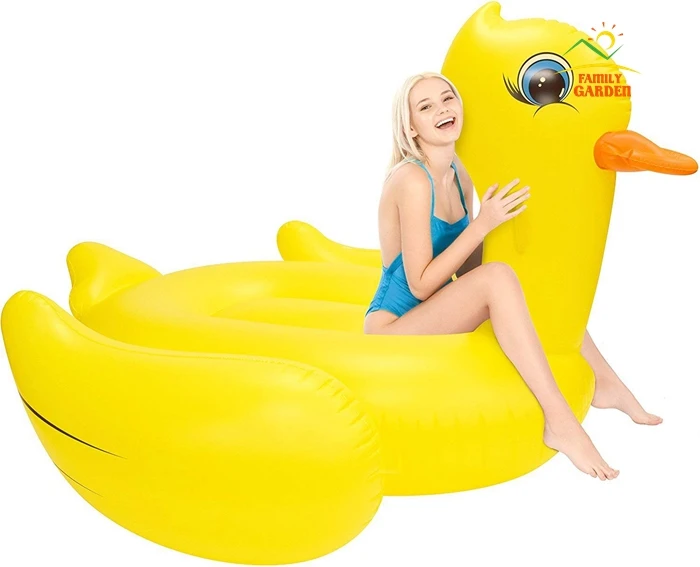 

Giant Inflatable Yellow Duck Swimming Rider On Pool Toys Floats Fun Water Raft Air Mattress Boia Piscina