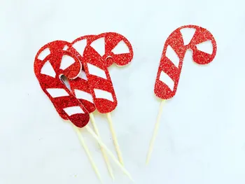 

glitter christmas candy canes Cupcake Toppers Engagement Party Bachelorette birthday Wedding Bridal Shower food picks