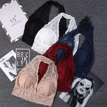 

Lace Bras Bralette Sexy Halfter Bra Beach Suit Female Plus Size Women Backless Wirefree Underwear Crop Lingerie Brassiere