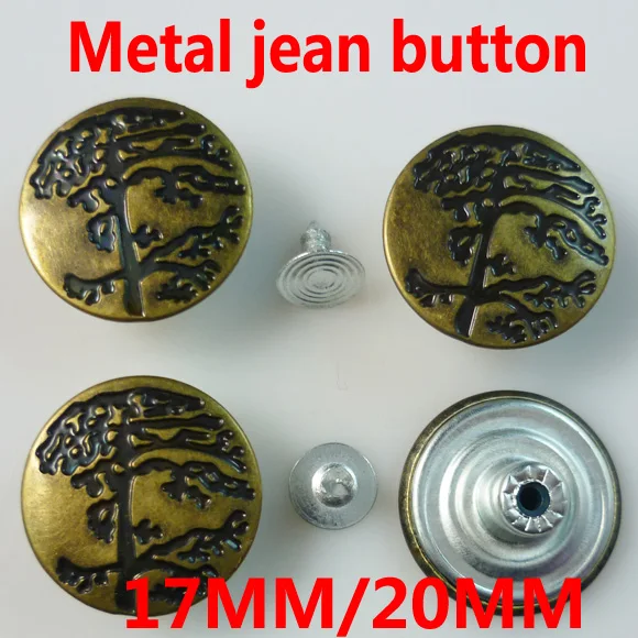 50PCS 17MM pine BRONZE TONE metal jeans button sewing clothes