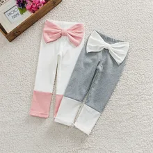 Хлопковые узкие брюки для новорожденных девочек милые теплые эластичные леггинсы для девочек брюки с бантом