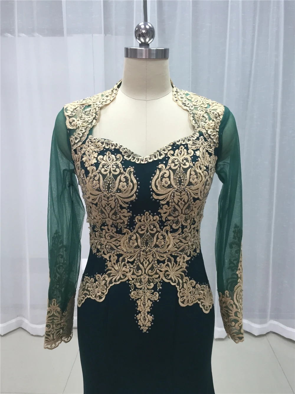 Зеленый Русалка вечерние платья с мысом 2019 Kafatan Lace Robe de Soiree Muslim Gold Embroidery вечернее