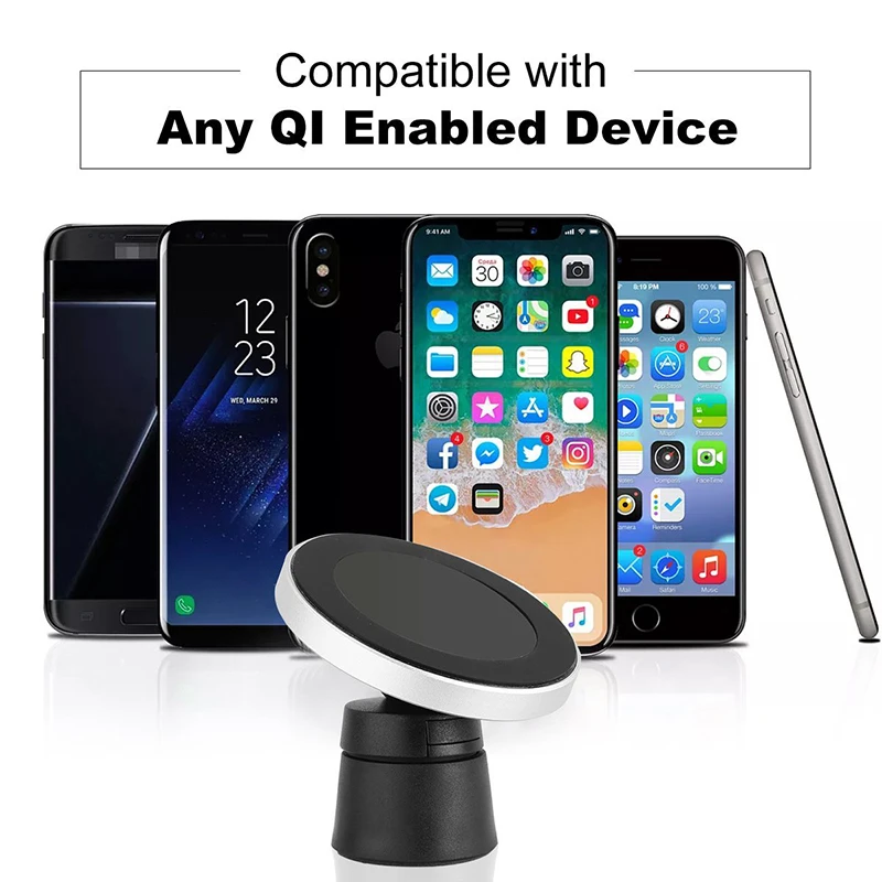 Portefeuille Magnetic Vehicle Mount Phone Holder Air Vent Dashboard QI Wireless Car Charger for iPhone X 8 Plus Samsung S8 Stand (5)