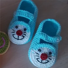 Hecho a mano de tejer lana Bebé cascabeleo gatos zapatos de suela blanda