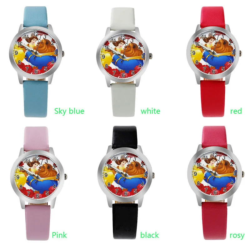 

ot03 Children's Watches Girls Waterproof Quartz Watches Pupils Kids Cute Cartoon Beauty And Beast Watch Girls Boys Watches