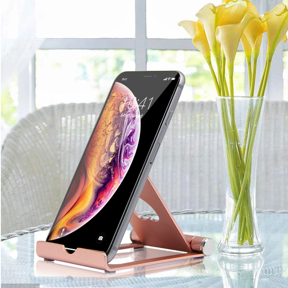 Ascromy Foldable 360 Degree Rotating Aluminum Mobile Phone Holder for Smartphones iPhone XS Max XR X 8 7 iPad mini Tablet Stand (4)