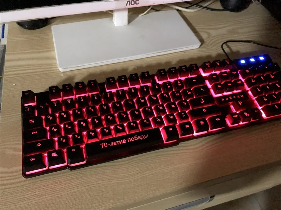 DBPOWER русский/английский 3 Цвет подсветки Gaming Keyboard Teclado геймер плавающий светодиодной подсветкой USB с подобными Механическая Feel