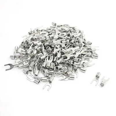 

200pcs SNB3.5-4 Fork Type Non-Insulated Spade Cable Terminals for AWG 14-12