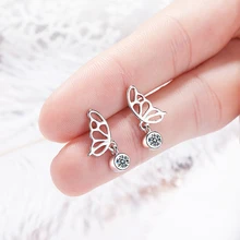 Милые серьги с бабочкой из циркона женские 925 пробы серебряные серьги oorbellen pendientes S-E751