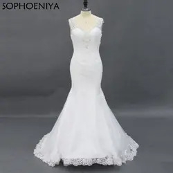 Мода Vestido de noiva свадебное платье с v-образным вырезом с коротким рукавом и низким вырезом на спине русалка свадебные платья Robe de mariee