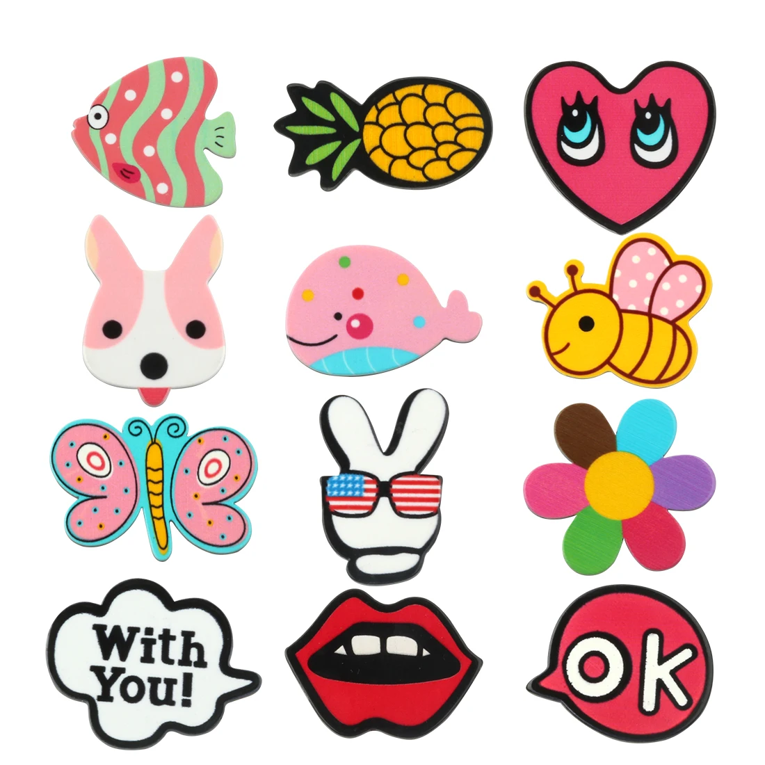 

12pcs/lot Girls Hairclips DIY Hair Accessories Acrylic Animal Letter Design Handmade Supplies New Fashion Headwear Hairgrips