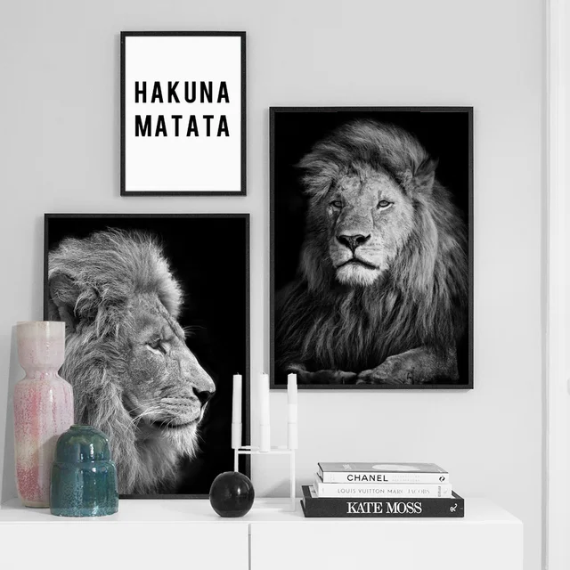 Black White Lion Hakuna Matata Quote Wall Art Canvas Painting Nordic Black White Lion Hakuna Matata Quote Wall Art Canvas Painting Nordic Posters And Prints Pictures