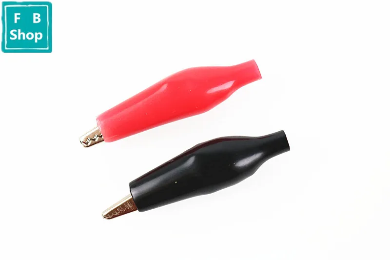 20 шт 35 мм черный красный мягкое пластиковое покрытие тестовый зонд, крокодил зажим, крокодил тестовый зажим - Цвет: red and black
