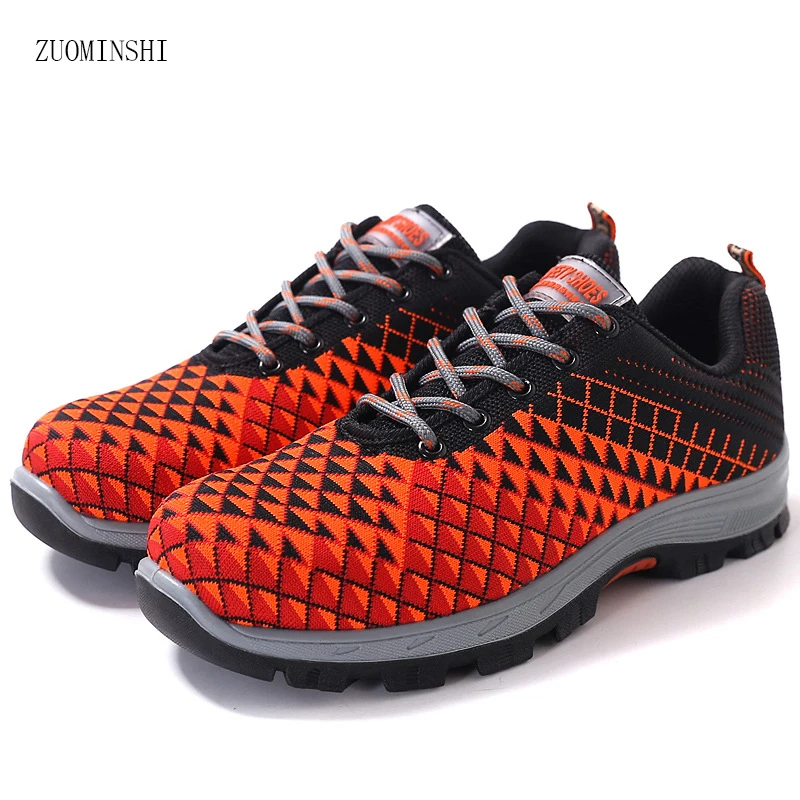 

Safety shoes men python pattern steel toe cap work boots puncture breathable lightweight bot casual work shoes safety boots