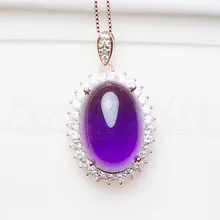 Природный натуральный аметист кулон 925 серебро 12*16 мм 7.5ct большой камень Fine jewelry# XY18091904