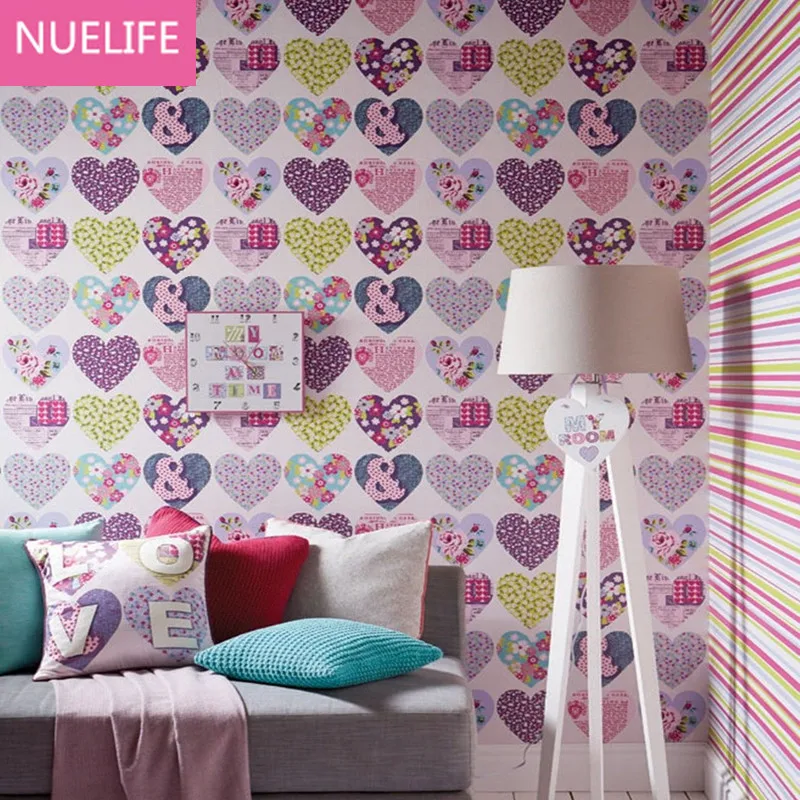 

0.53x10 Meter Love flowers english pattern non-woven wallpaper kids room wedding room bedroom living room wallpaper