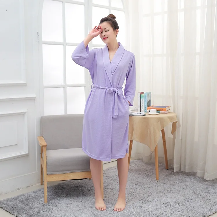 Light Purple Cotton Couples Bathrobes Women's Robes Summer Dressing Gowns Female nightgowns