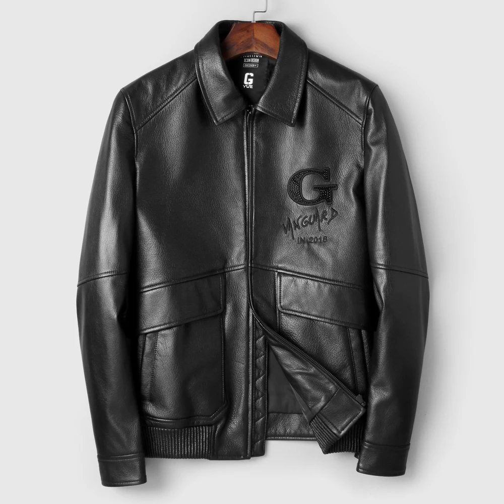 

Best Quality Natural Goat Leather Jacket Pattern Men Casual Outwear Autumn Genuine Black Real Goat Skin Fashion Jacket 4XL