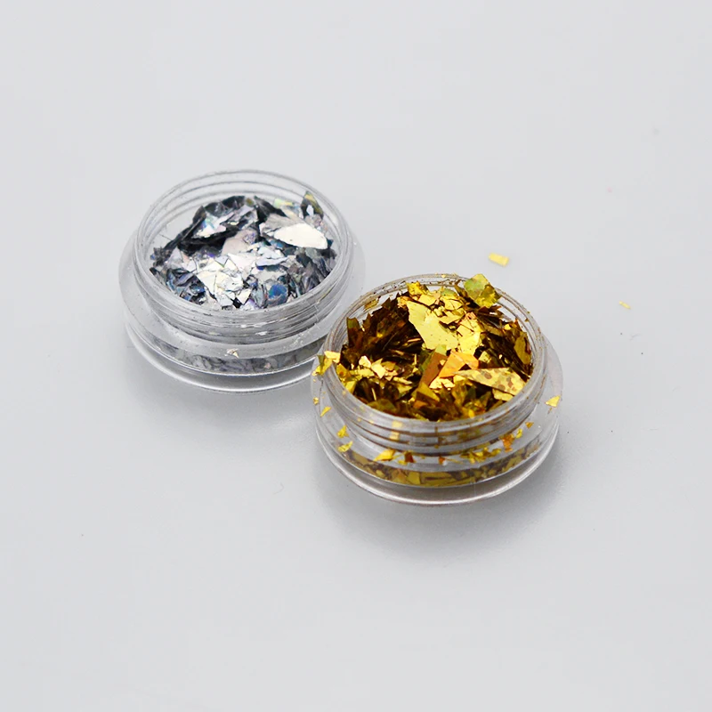 Artlalic 2 коробки/набор золотого и серебряного цвета украшения для дизайна ногтей разбитое зеркало в виде ракушки стеклянная бумага фольга ледяные неровные 3D маникюрные инструменты