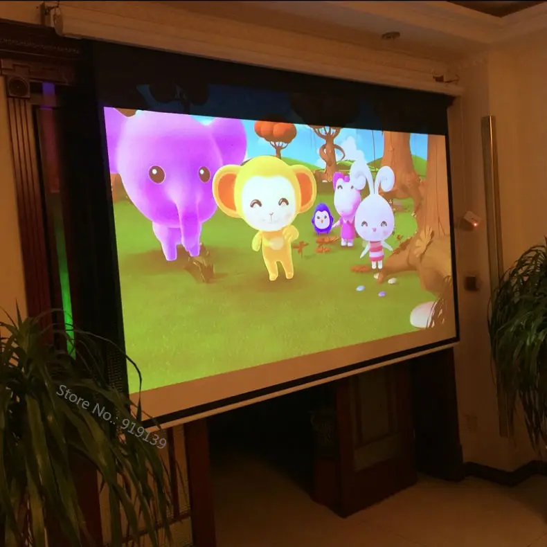 HD 100 дюймов 16:9 электрический экран для светодиодный LED DLP проектора