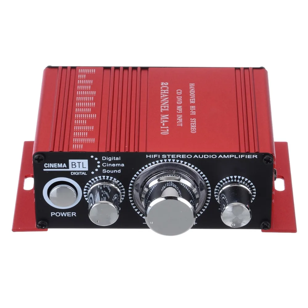 

20w+20w New Red Stereo HiFi Amplifier 20Hz to 20KHz Aluminium Amplifiers MA-170 2CH AMP For Computer Desktop Speaker